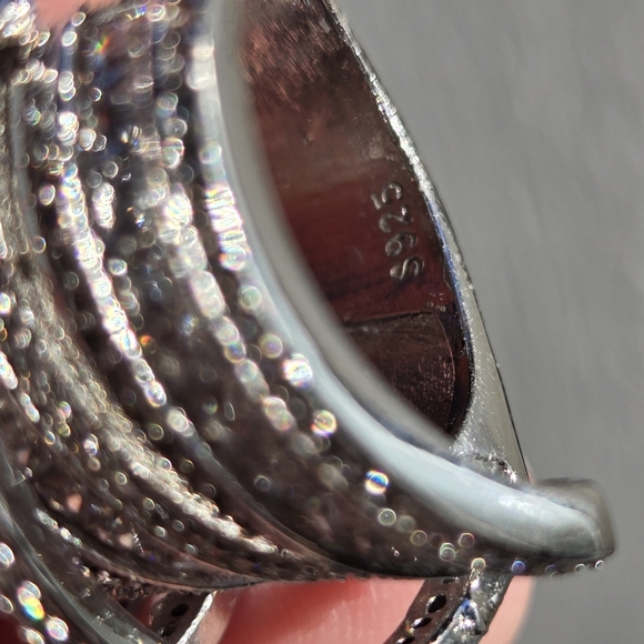 Sterling S925 silver Zircon & Topaz finger cuff sz10 - Picture 8 of 13